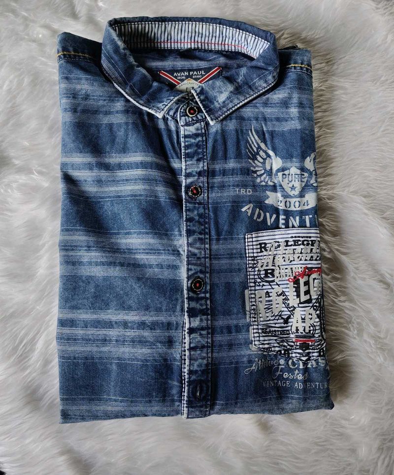 Mens Casual Denim Shirt 42 Inches