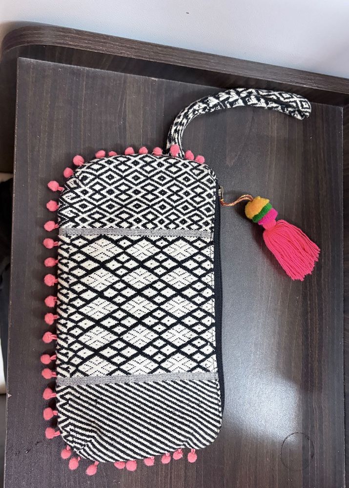 Patterned Pouch with Tassel