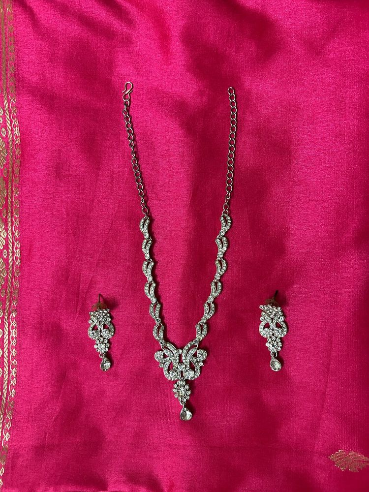 Rhinestone Necklace and Earring Set