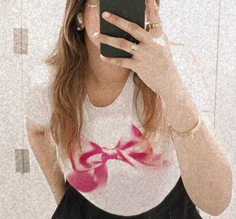 Cute White Tee w/ Pink Bow