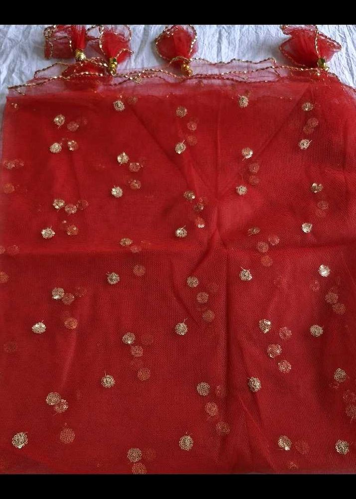 Red &amp; Gold Decorative Dupatta