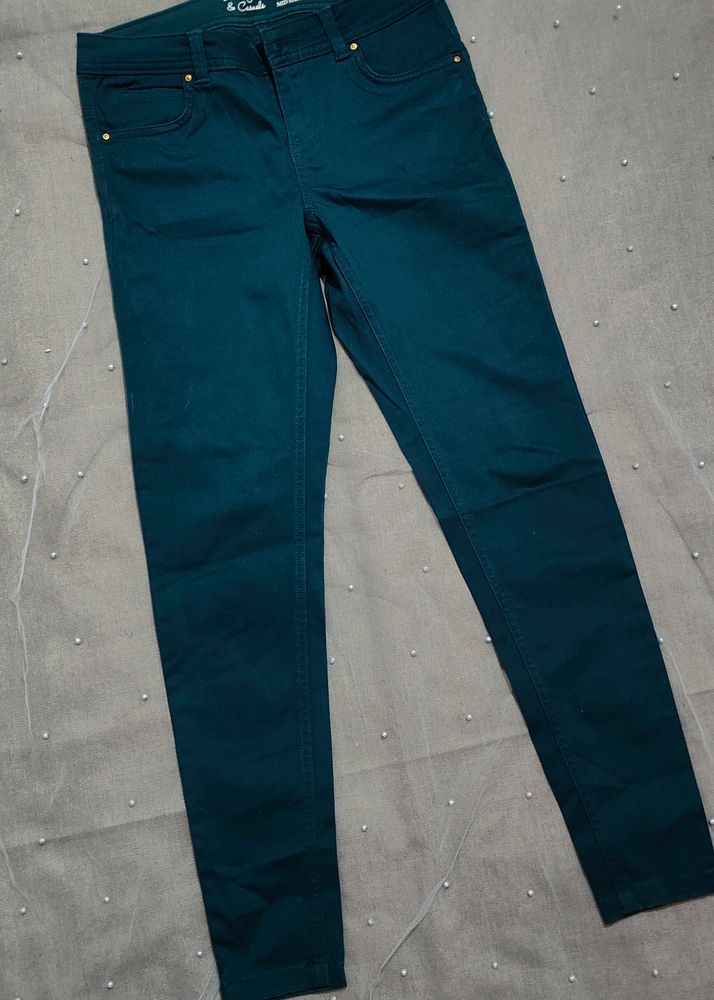 Teal Green Cotton Trouser Pant