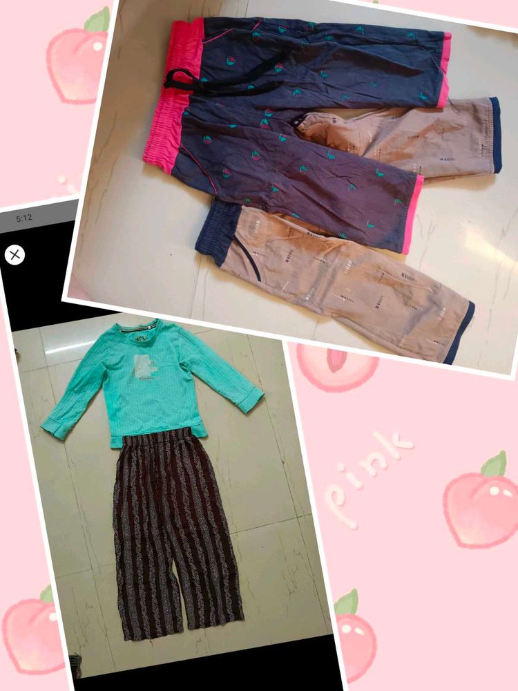 Kids Tshirt &amp; Plazzo + 2 Night Pants