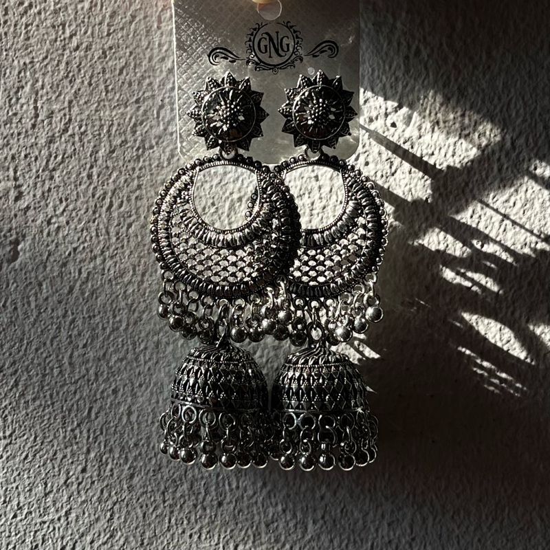 Elegant Oxidised Jhumka Jhumki Earrings