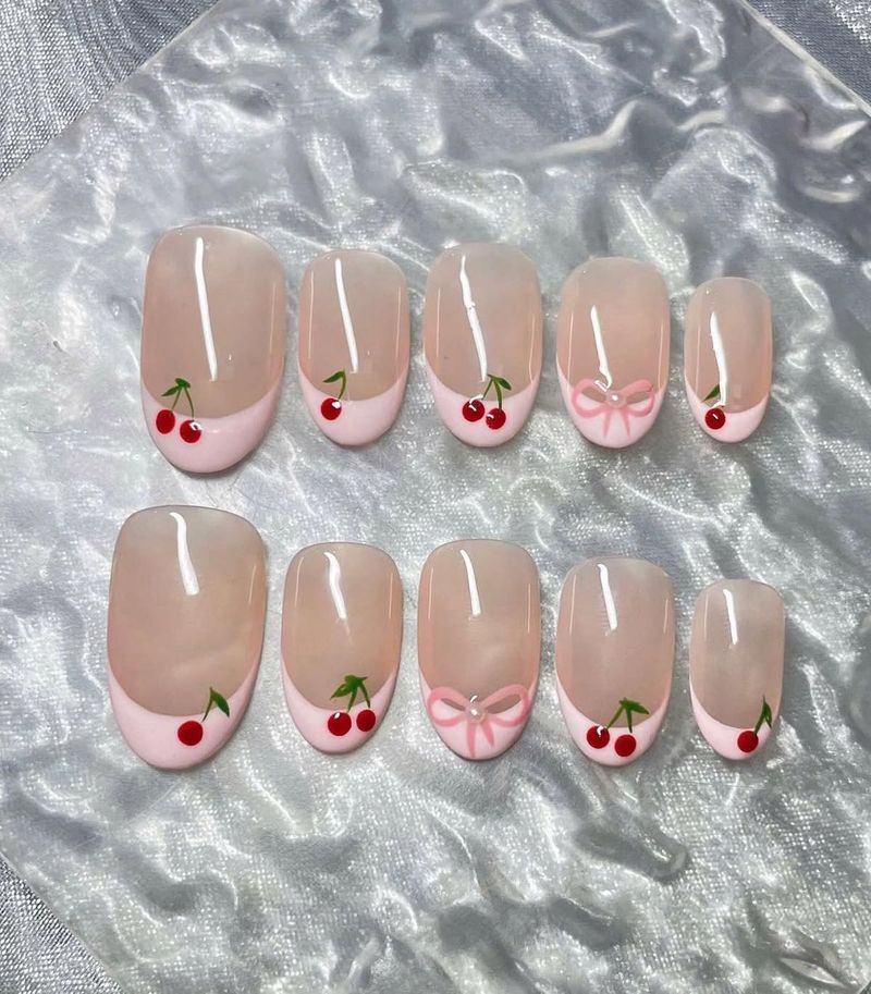 Cherry French Tip Press-On Nails