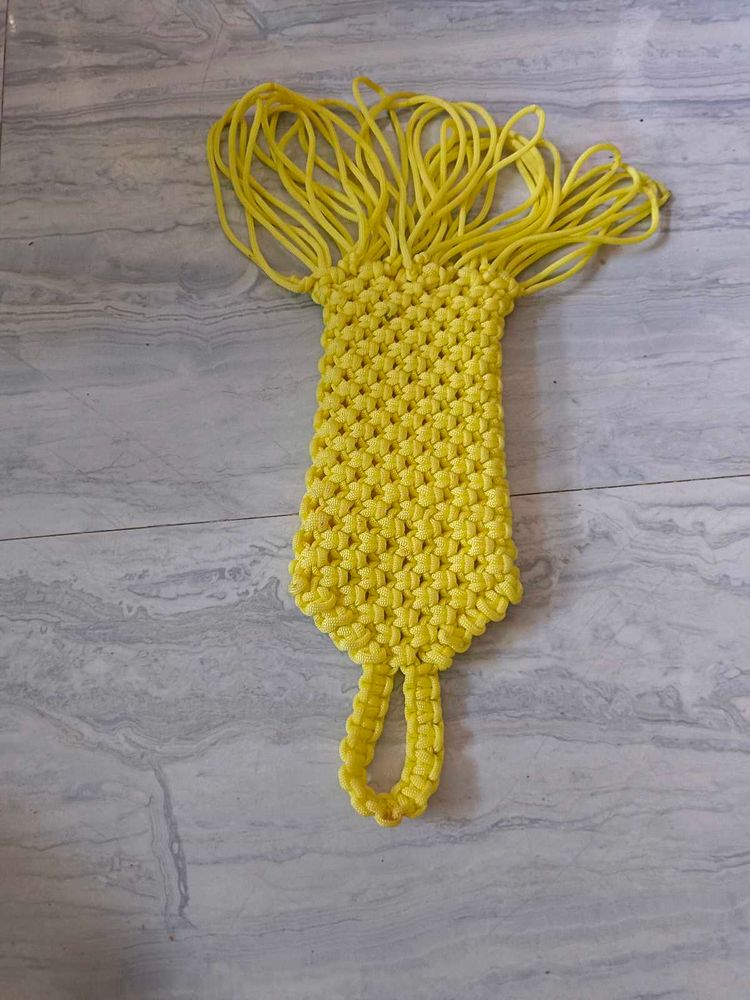 Yellow Macrame Pouch