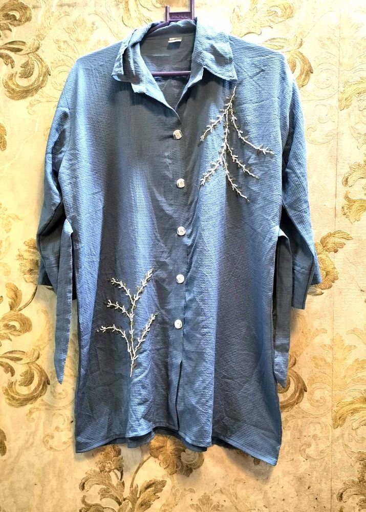 Blue Embroidered Co-ord Set.Size 46.Length32