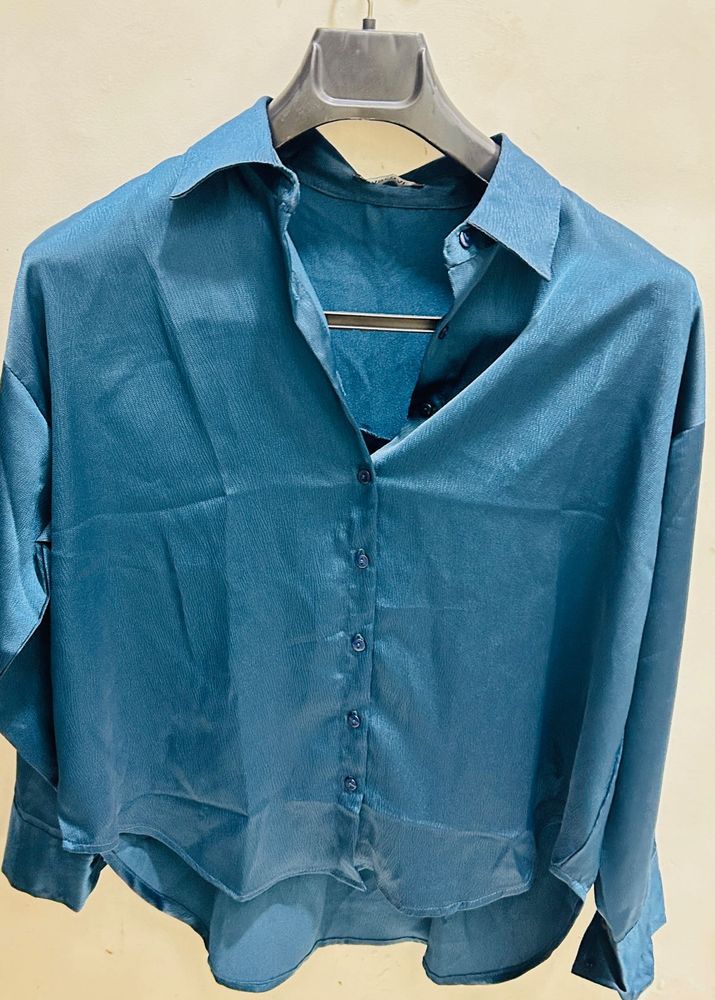Silky Teal Button-Down Shirt