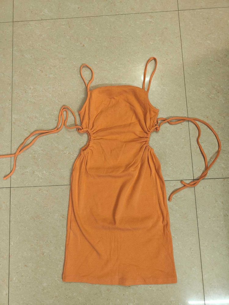 ZARA Orange Tie Strap Dress