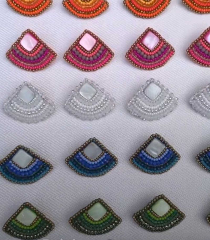 Beaded Fan Earrings