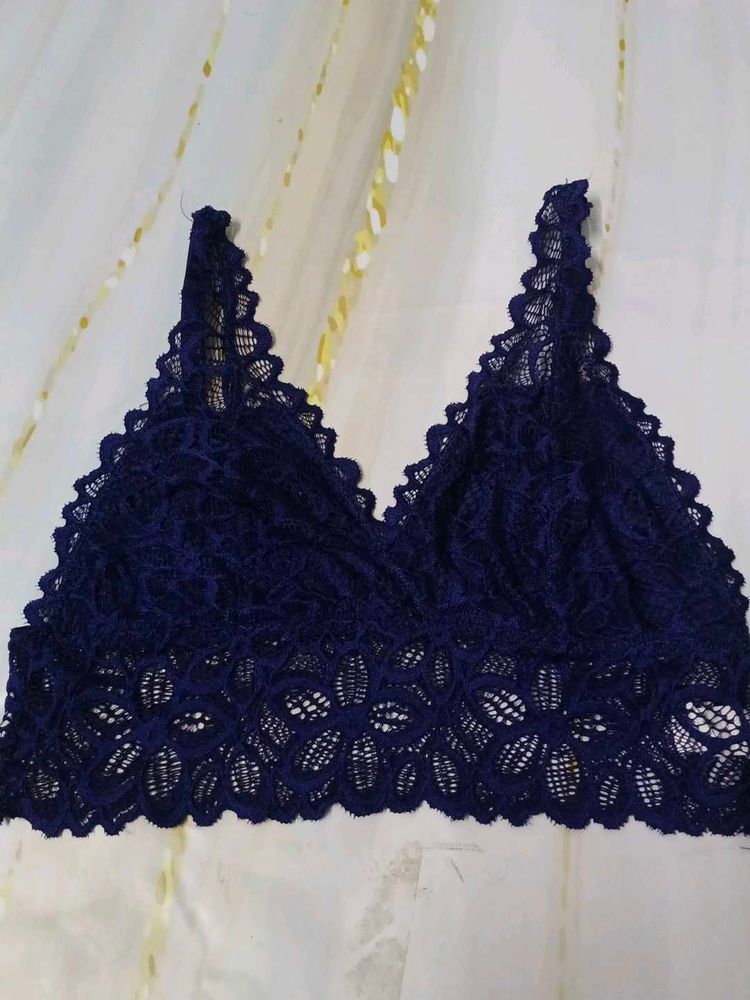 (1033)Navy Blue Lace Bralette