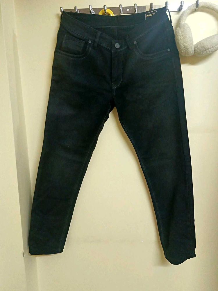 A Black Cotton With Lycra Jeans