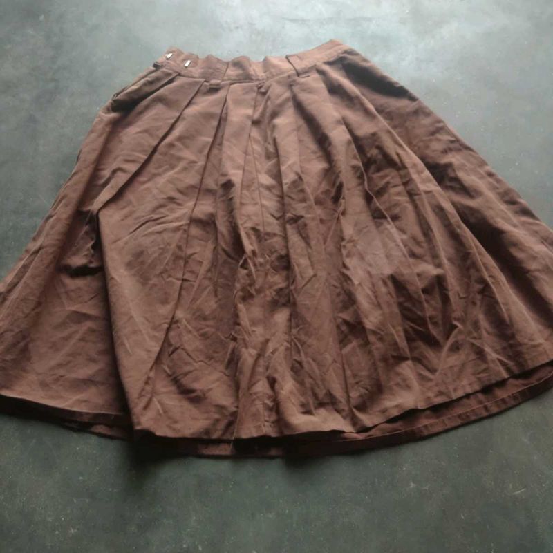 Brown Pleated Skirt