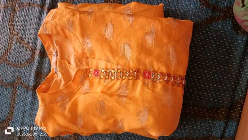 Orange Embroidered Blouse