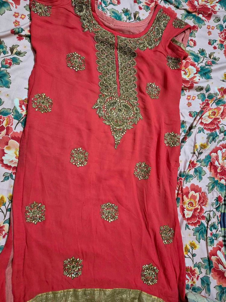 Pretty Color Handwork Heavy Suit 3 Piece Sui