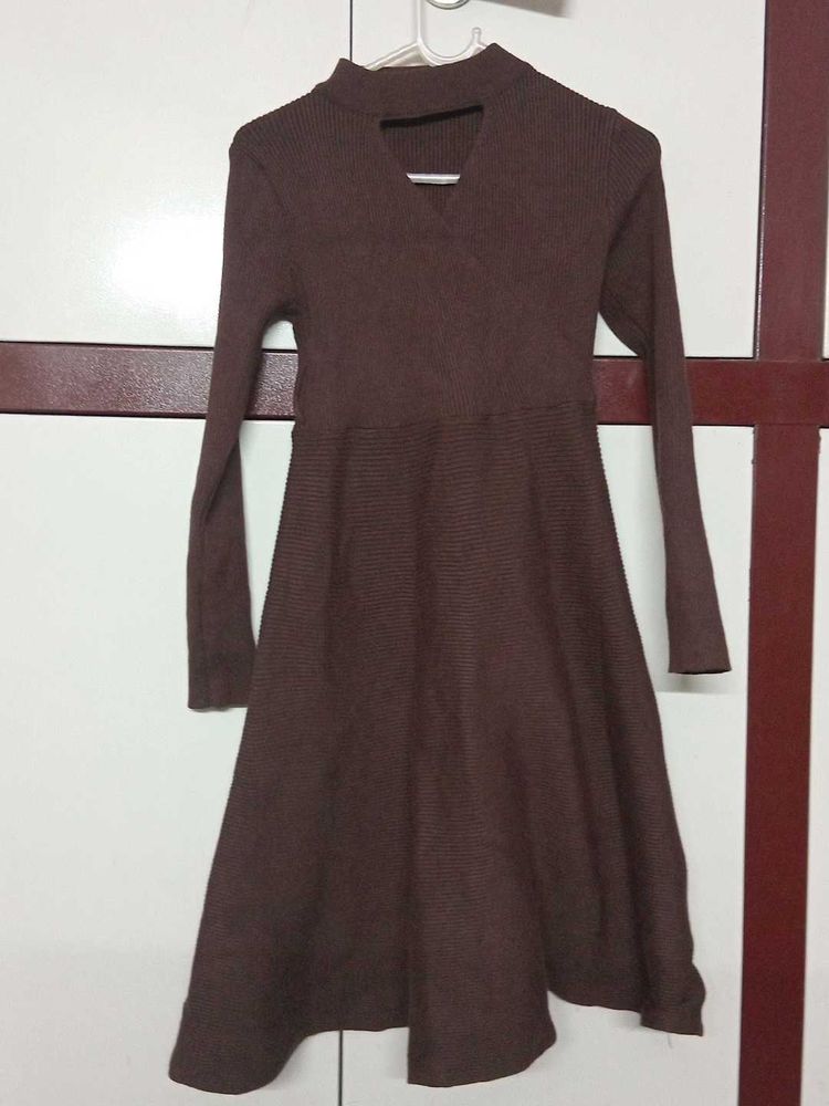 Brown Long Sleeve Dress