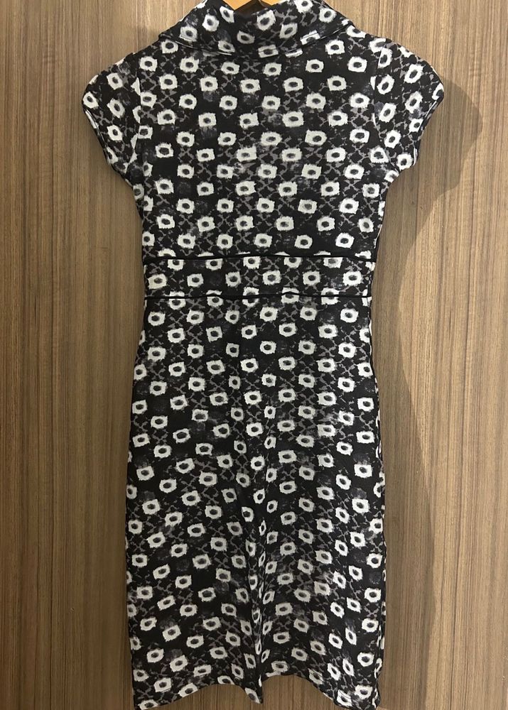 Patterned Black &amp; White Dress