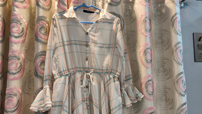 Plad Button Up Dress