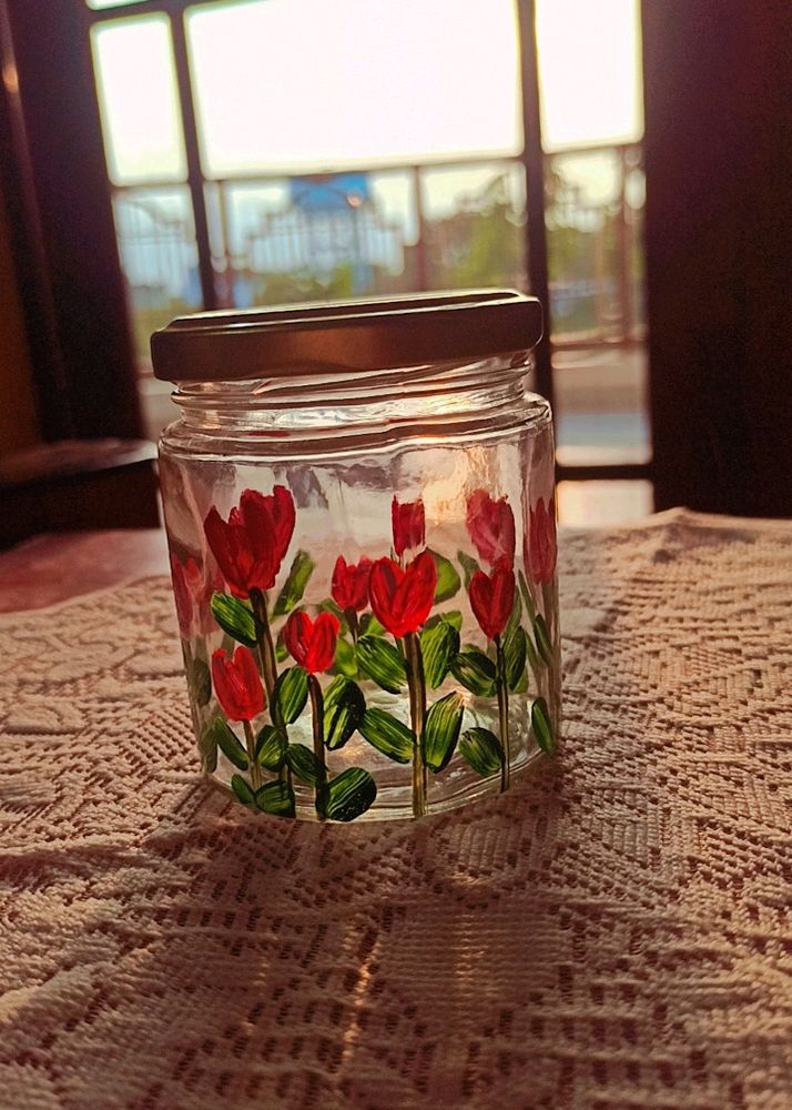 Painted Glass Jar