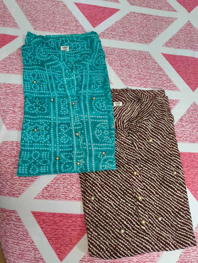 Bandhani Print Kurtis - Set of 2