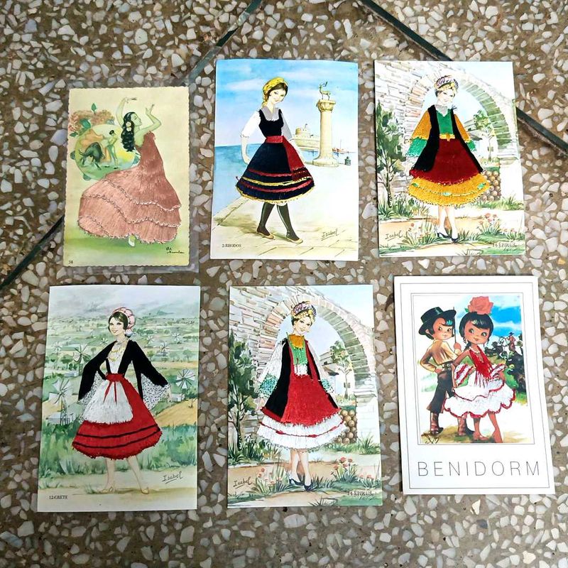 Combo Of 6 Postcards All Embroidere