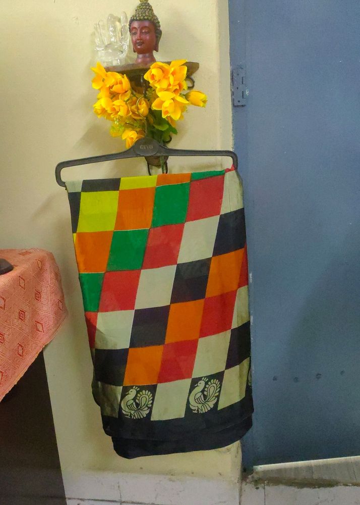 Multi Colour Checks Saree