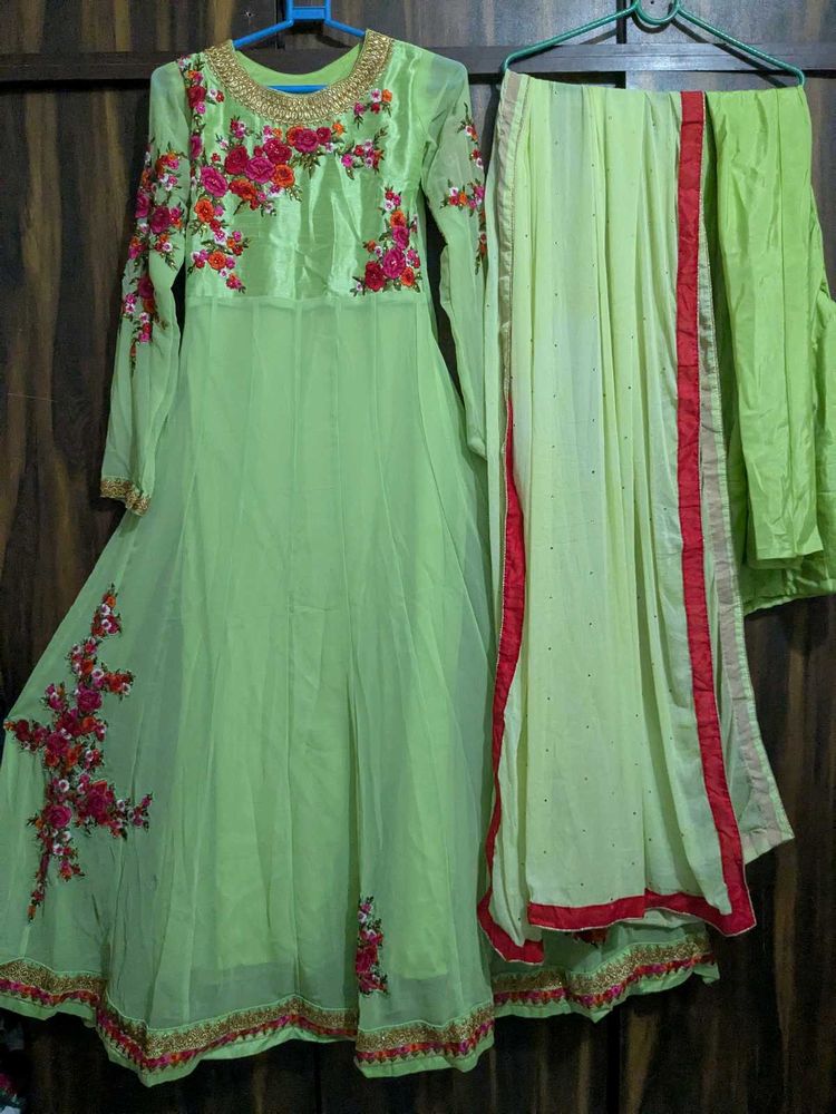 Elegant Green Embroidered Suit