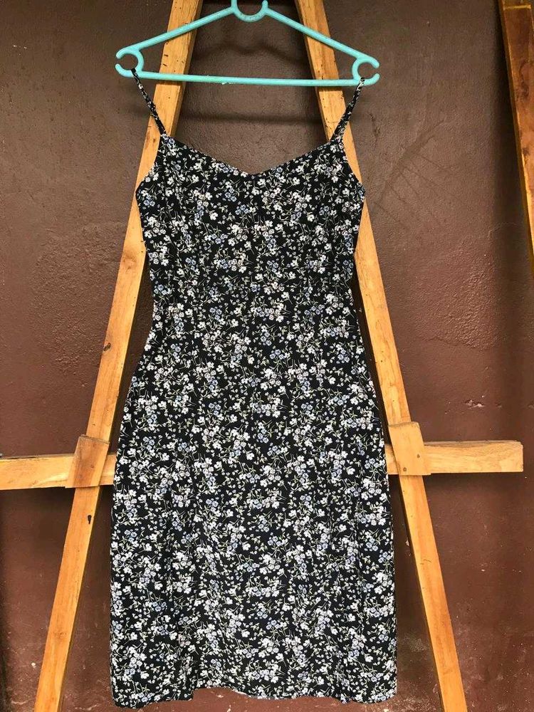 Printed Front Slit Camisole Dress.