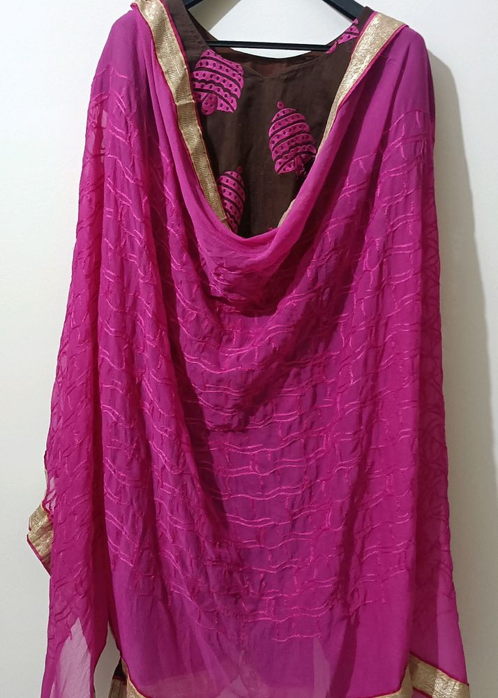 Pink 3 Pcs Kurti Set