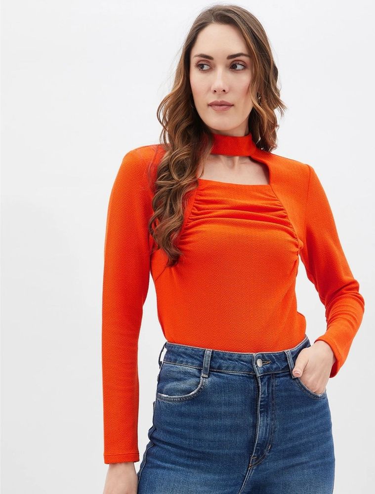Orange halter neck top