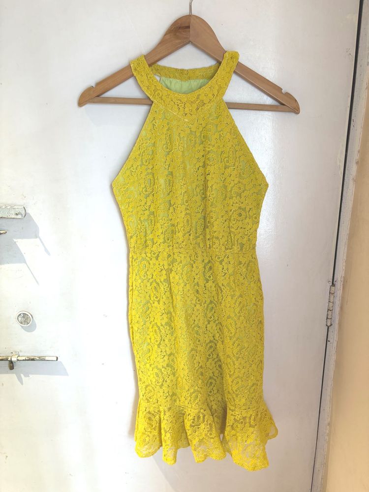 Halter Neck Beautiful  Lace Mini Dress