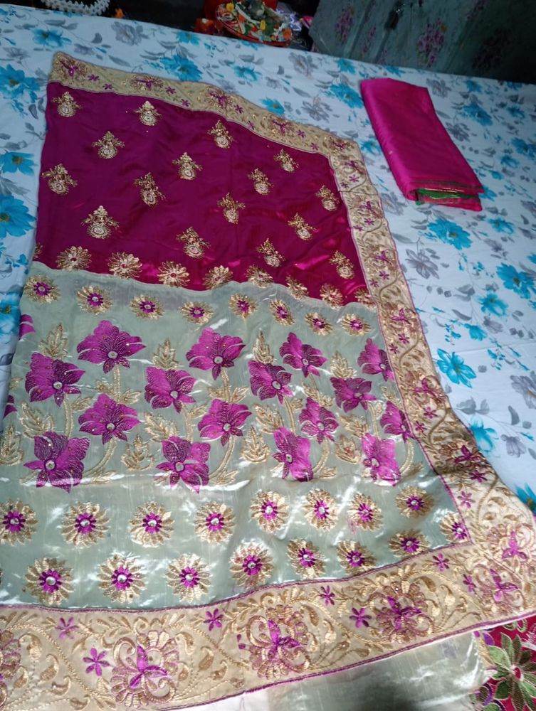 Elegant Pink Embroidered Saree