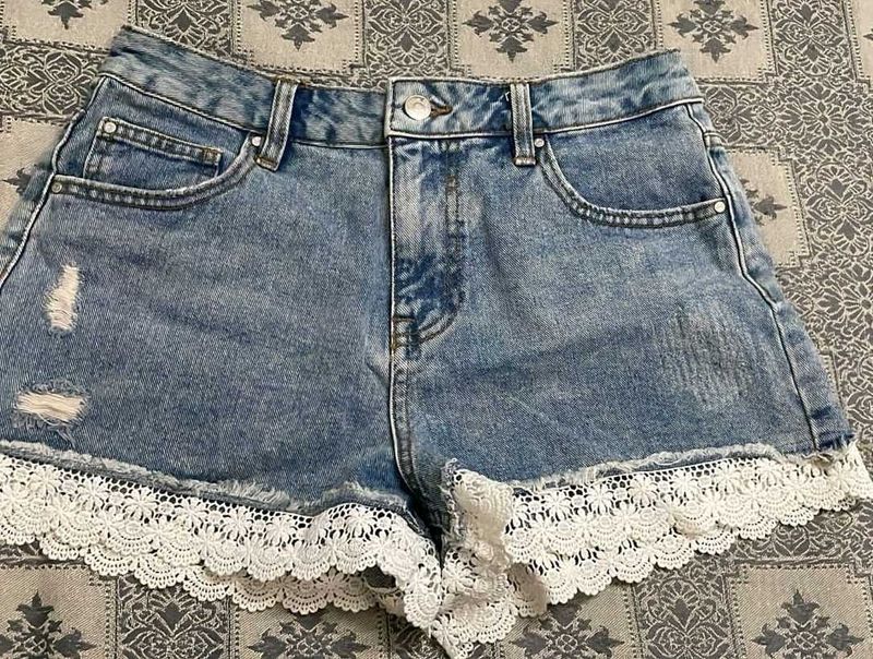 Denim Lace Shorts