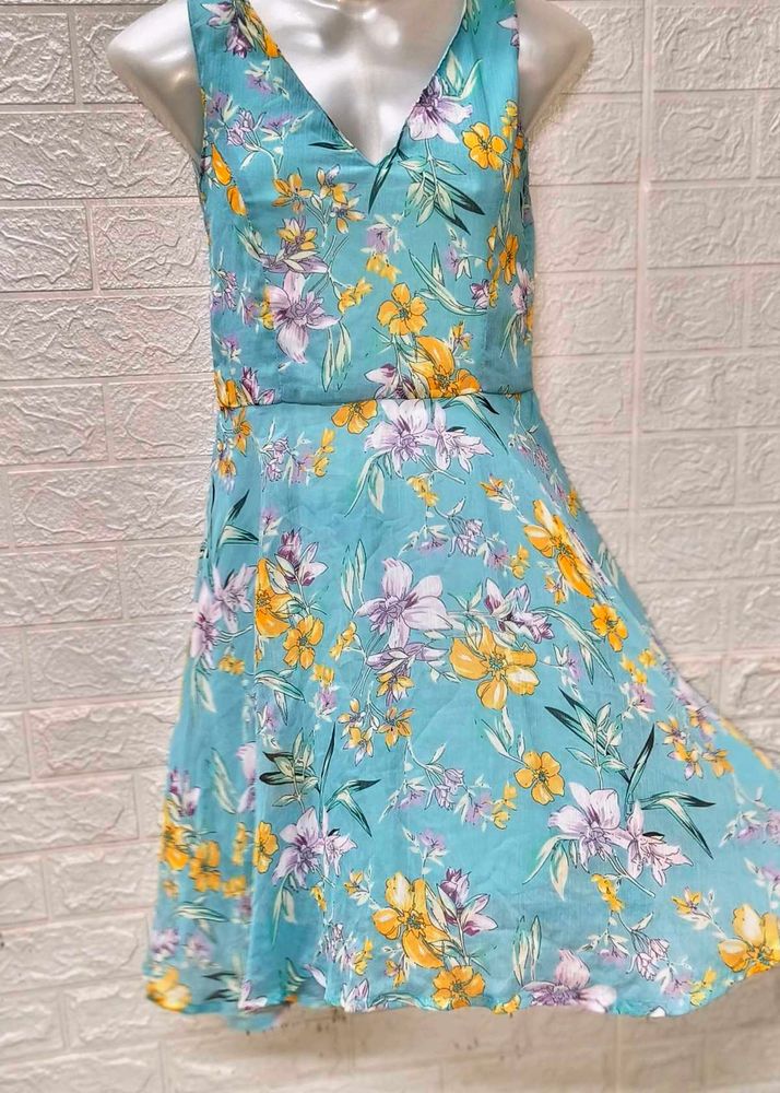 Floral Print Long Black Gown