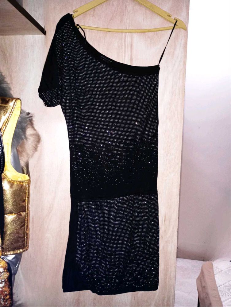 Y2k Sparkly Embelished Black Party Dress | XS