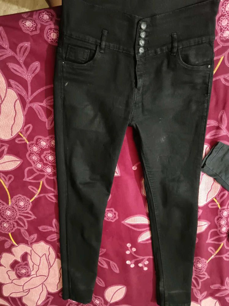 Black Denim High Waist Jeans