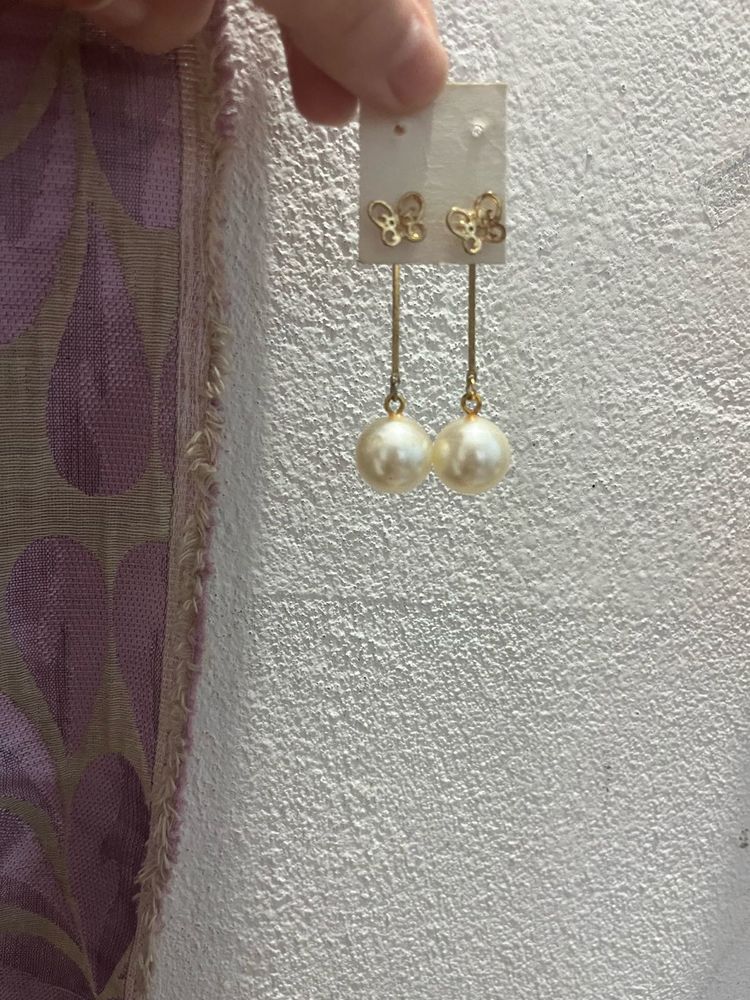 Butterfly Pearl Drop Earring