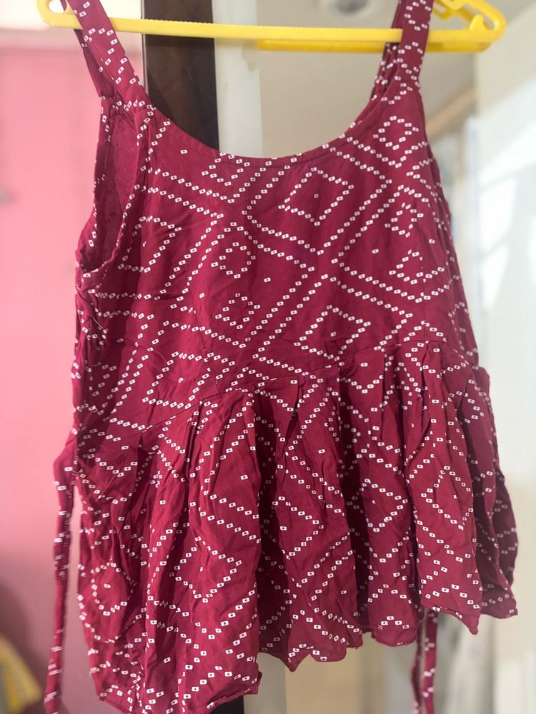 Maroon Print Top