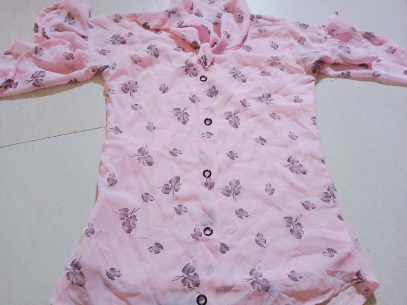 Pink Floral Button-Down Top