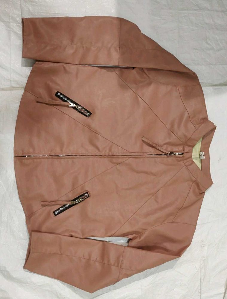 Blush Pink Faux Leather Jacket