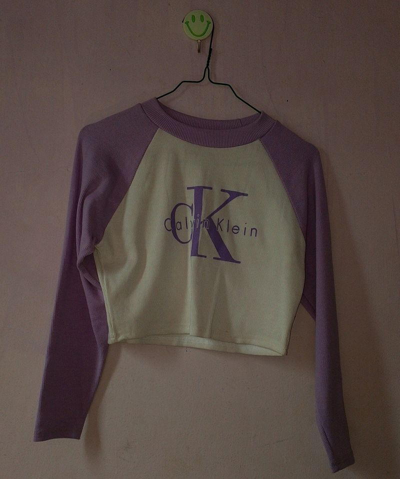 lavender white crop top