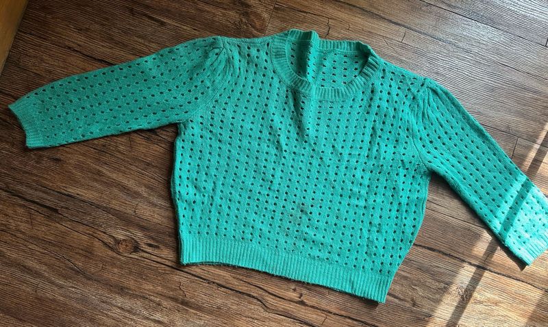 Teal Crop Knit Sweater