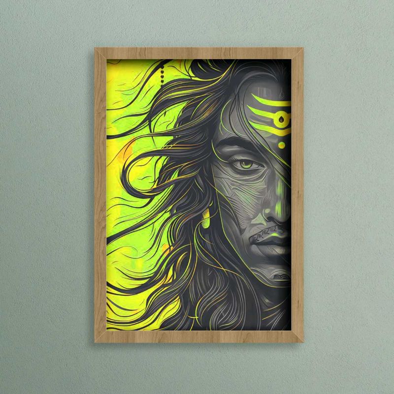 Framed Shiva Art Print - Neon Pop