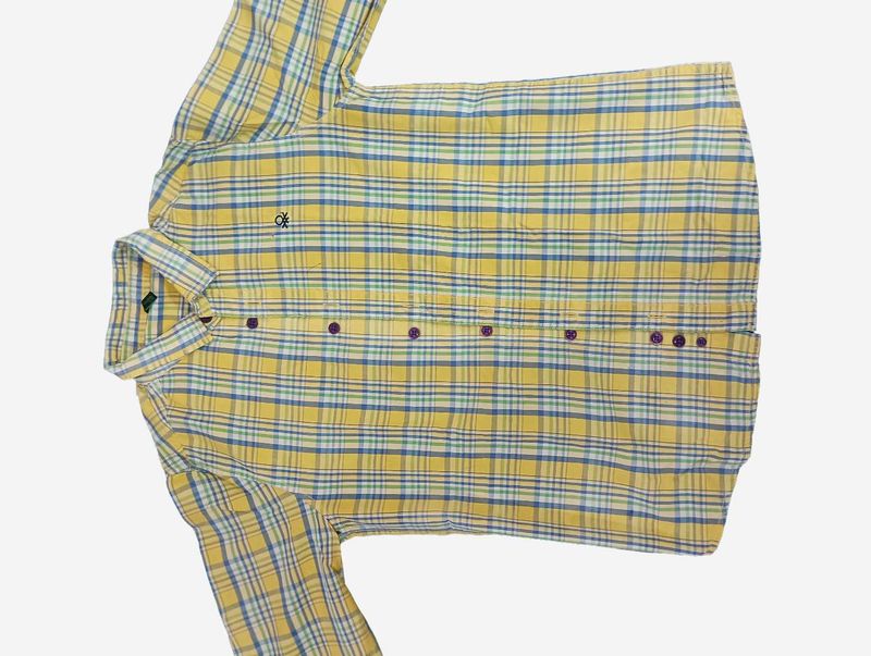 Benetton Yellow Plaid Button-Down Shirt