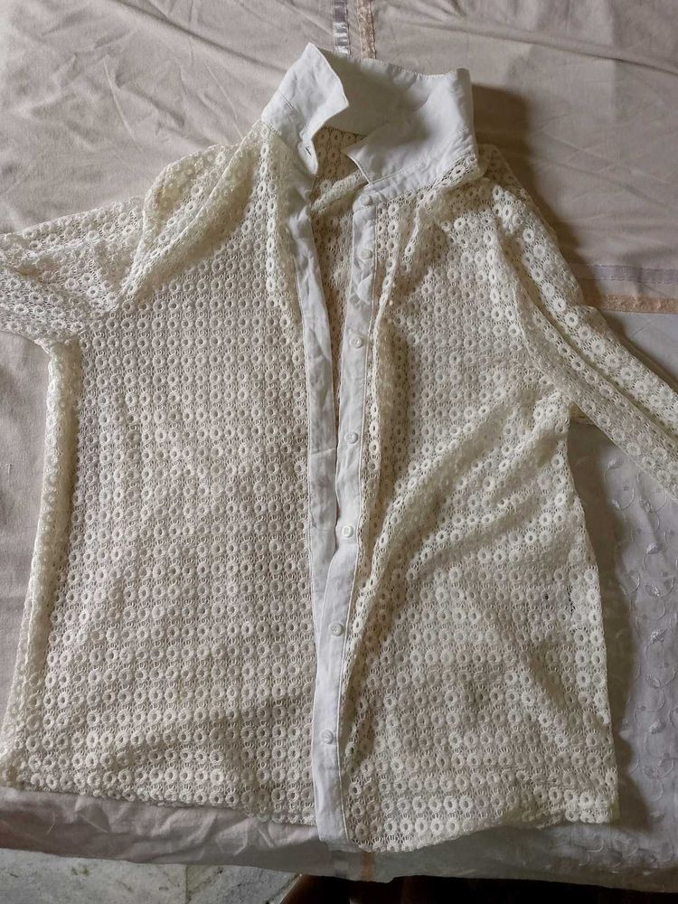 Elegant White Lace Shirt
