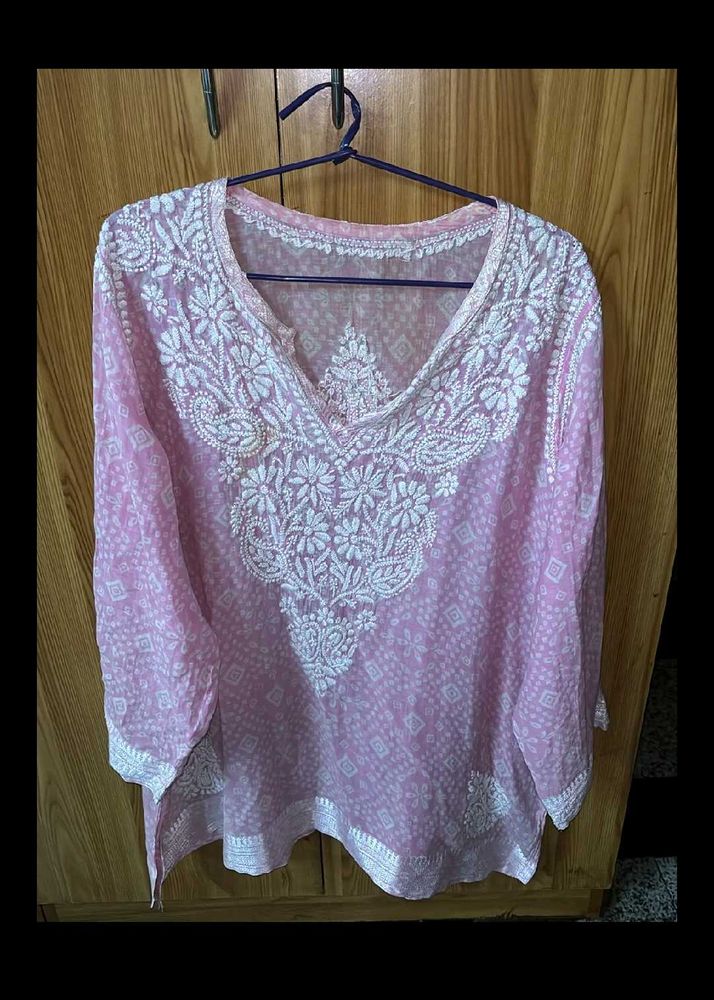 Pink Chikankari Tunic