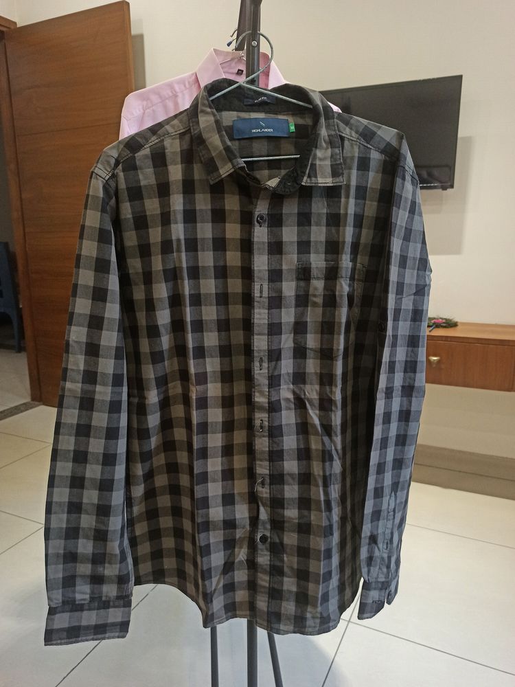 Black And Grey Check Long Sleeve Shirt