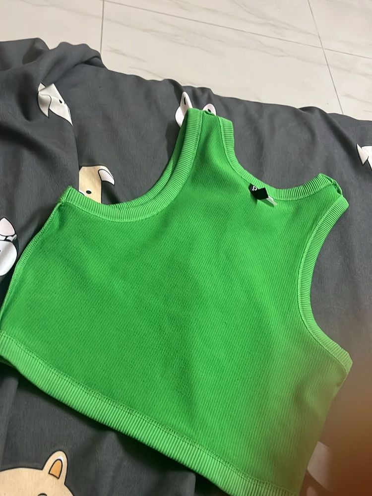 Green Ribbed Tank Top