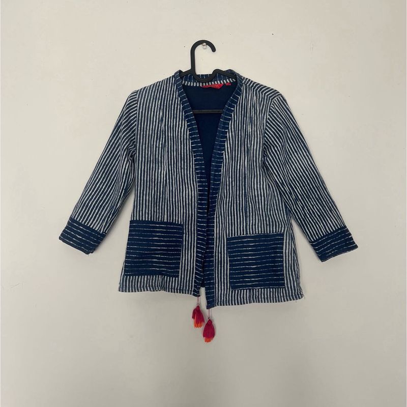 Indowestern Navy blue jacket With tassels XS