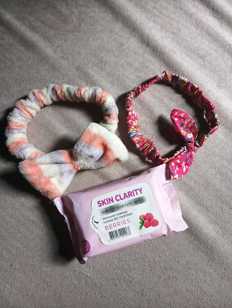 Miniso makeup wipes &amp; two headbands